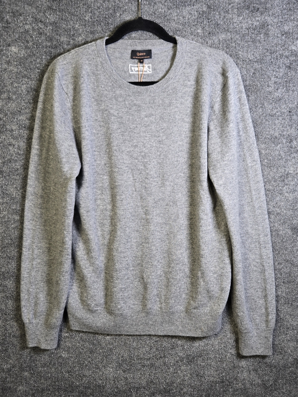 Quince Sweater Mens M Gray Cashmere Crew Neck Janney Corporate Logo New